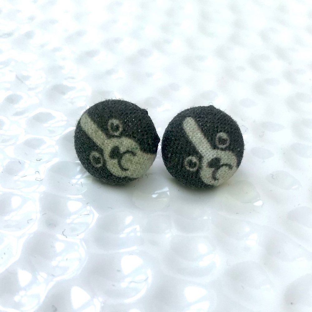 Boston Terrier puppy dog fabric button stud post earrings